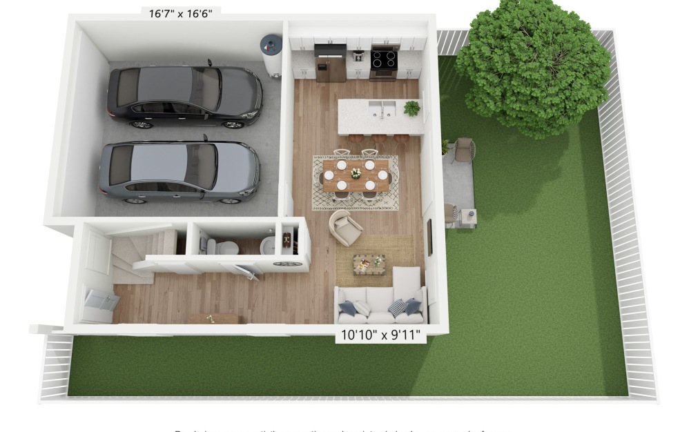 Magnolia 2.0 - 3 bedroom floorplan layout with 2 bathrooms and 1520 square feet (Floor 1)