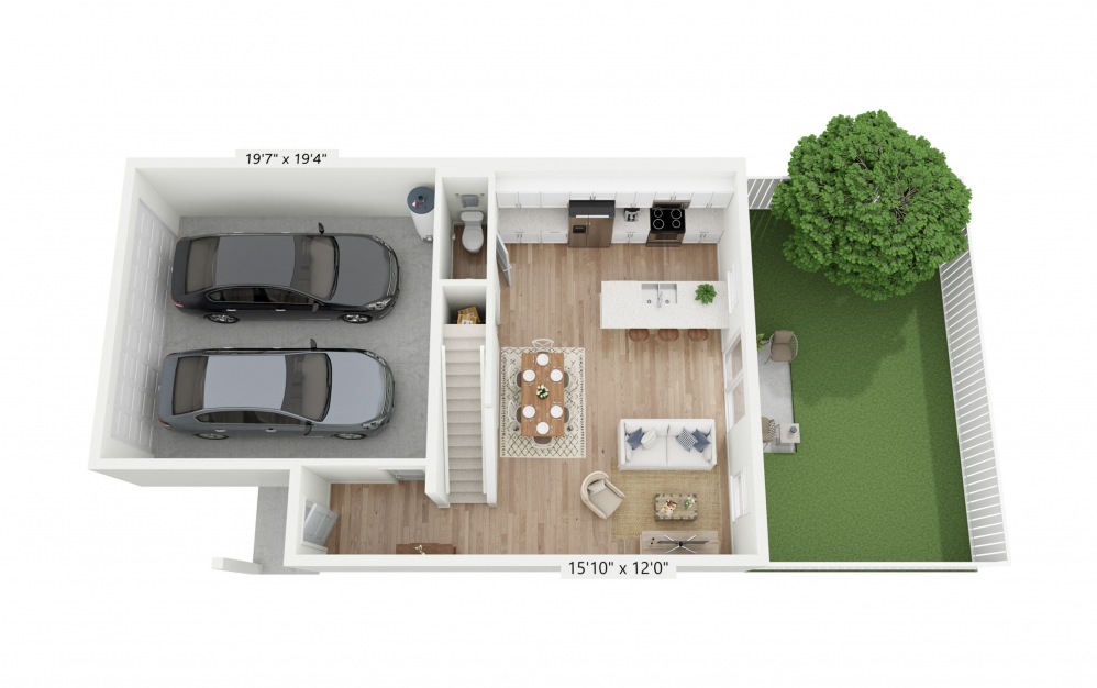 Juniper - 3 bedroom floorplan layout with 2.5 baths and 1433 square feet. (Floor 1)