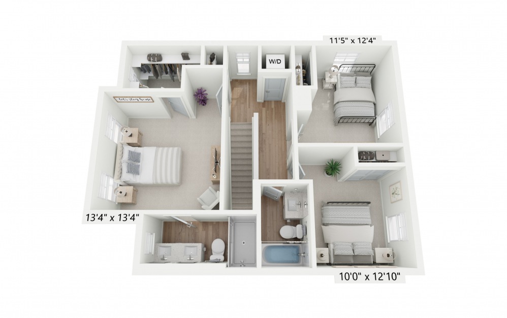 Juniper - 3 bedroom floorplan layout with 2.5 baths and 1433 square feet. (Floor 2)