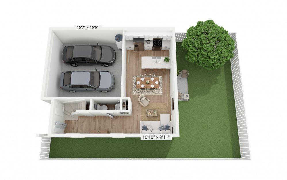 Magnolia - 4 bedroom floorplan layout with 2.5 baths and 1520 square feet. (Floor 1)