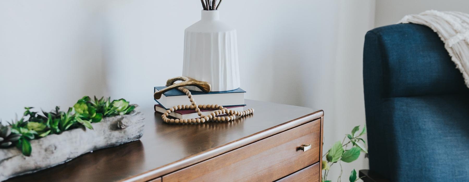 a table with books on it